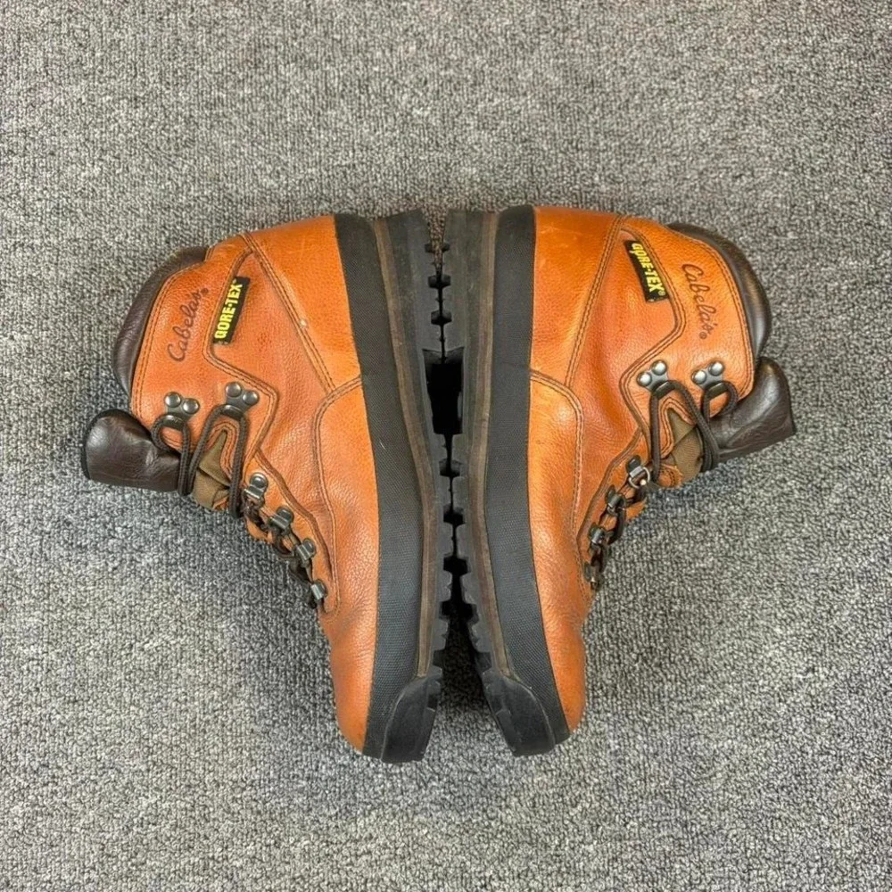 Cabelas GoreTex Brown Leather Chunky Lace Up‎ Hiking Boots Size 10.5 W